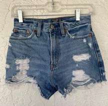 Annie High Rise Distressed Shorts - Size 24 (00) Medium Wash