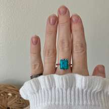 “Jolene” Southwestern Blue Turquoise Silver Ring 8.5 Cowgirl Maximalist