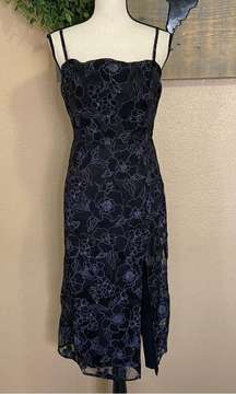 NWOT Lulus Made for the Occasion Black Floral Jacquard Midi Dress