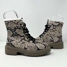 True Craft Snakeskin Combat Boots Size 8