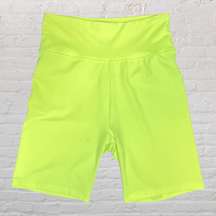 Women's Small Neon Yellow Biker Shorts Stretch Barbie 7" Inseam