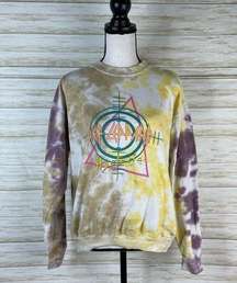 Goodie Two Sleeves Yellow Purple Tie Dye Def Leppard Crewneck