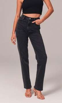 abercrombie ultra high rise 90s straight jean washed black