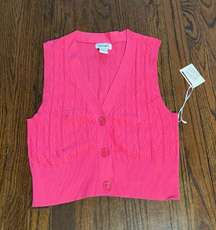 Pink Cropped Sweater Vest