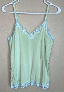 Hilliard & Hanson Blue/Green Cami w/Lace Trim, Size Large