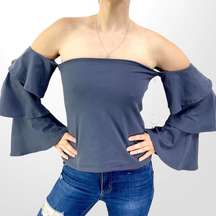 SUSANA MONACO Off The Shoulder Ruffle Sleeve Top