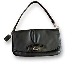 COACH F48245 Leather Large Flap Wristlet Clutch Convertible Purse in Black