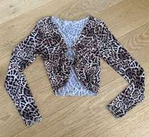 Jagger & Stone Long Sleeve O Ring Leopard Print Top in Brown & Cream