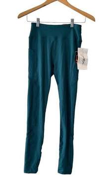 Gottex Double Pocket High Waist Flex Compression Turquoise Leggings Size Small