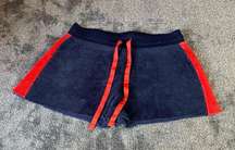 100% polyester blue/red fur shorts ( M )