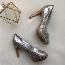 Silver & Gold Glitter Platform Heels Prom Costume