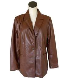 NWT MARC NEW YORK ANDREW MARC FAUX LEATHER ONE BUTTON BLAZER JACKET LARGE