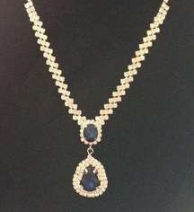 NEW Glamourous DKNY Crystal & Blue Stones Necklace