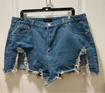 Pretty Little Thing Distressed Denim Shorts Size 20