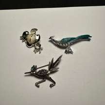 Roadrunner, Duck, Bird Lot Of 3 Vintage - Modern Brooch Pins