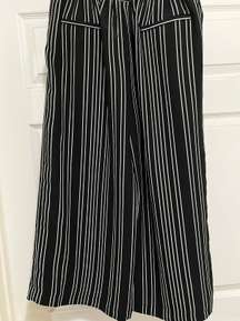 Black Pin Striped Crop Pants