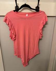 Boutique Ruffle Sleeve Pink Bodysuit