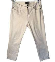 KARL LAGERFELD Pants 14 White Tapered Leg Mid Rise Cotton Pockets