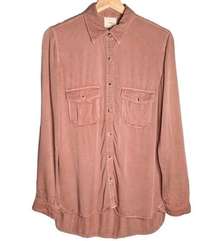 Harper Button Down Shirt Top Womens Size S Long Sleeve‎ Pink Utility