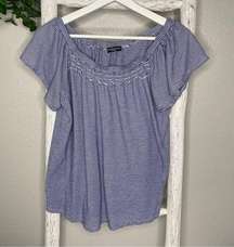 Cha Cha Vente Striped Blouse * Blue White * Medium