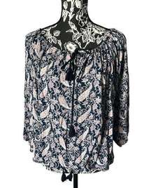 Denim and Supply Ralph Lauren Boho Women’s Floral Peasant Top Paisley Medium