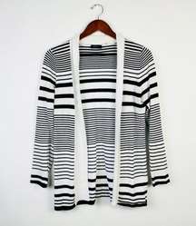 Cyrus‎ Black & White Striped Open Front Cardigan Sweater