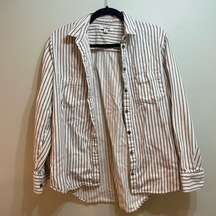 Madewell White and Brown striped button down