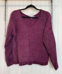 Madison+Hudson Burgundy V-Neck Pullover Sweater Womens Size S