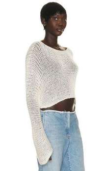 THE ROW Stelle Top in Ecru Large Womens Knitted Sweater