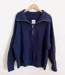Aerie Navy Blue Knit 1/4 Zip Pullover Sweater