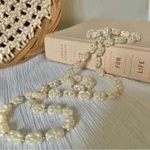 Vintage “Nola” Pearl Cluster Necklace Long Freshwater Classic Beachy Feminine