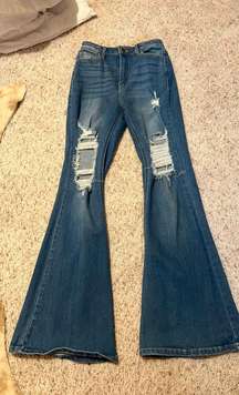 Cello Distressed Flare Jeans