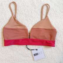 BEACH RIOT Riza Bikini Top Rouge Color Block NEW Large