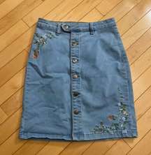 Lily And  Embroidered Jean Skirt