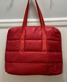 CAROLINA HERRERA Logo RED Puffy Quilted TOTE Shoulder Gym Bag Good Girl