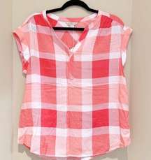 NWT Khakis & Co Gingham Blouse Top Small S