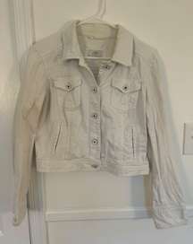 Cropped White Denim Jacket