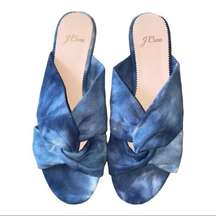 J.Crew Tie Dye Denim Twisted Knot Espadrille Sandals size 8 new