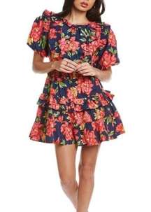 Ciara Floral Puff Sleeve Mini Dress L