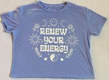 Grayson Threads Cropped Renew Your Energy Graphic Short Sleeve Crew Neck Shirt