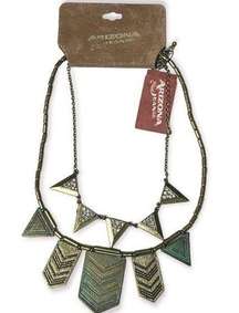 Arizona Jean co. brass colored patina rhinestone native boho necklace set of 2