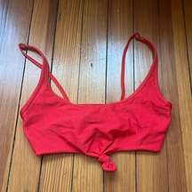 Frankie's Bikinis Red Ribbed Knotted Bikin Top Sz S