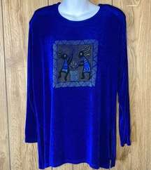 Touch of Class | 1980’s Vintage Blue Kokopelli Top M