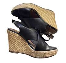 Women’s American Eagle Black Cross Over Wedges Size 6 GUC #3176