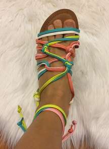 Mix no.6 wrap around flat sandal. Size 7