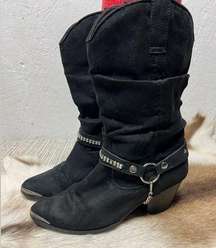 Dingo Harness Fashion Western Boots BLACK 7.5 M