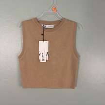 NWT Zara Tan Crop Top Size Large