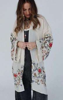 Three Birds Best Boho Embroidered Free Spirit Kimono Free Size