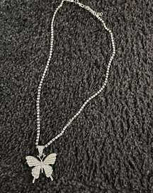 rhinestone butterfly necklace 