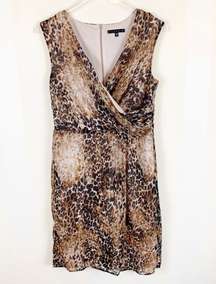 Size 10 Animal Print Chiffon Faux Wrap Dress